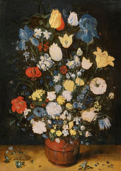 Natura morta con iris, rose, tulipani, narcisi, cardamine, ciclamini, giacinti, calendule, eranthis e altri fiori da Jan the Elder Brueghel